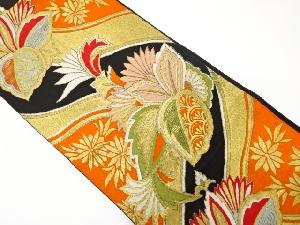 アンティーク　草花模様織り出し袋帯（材料）